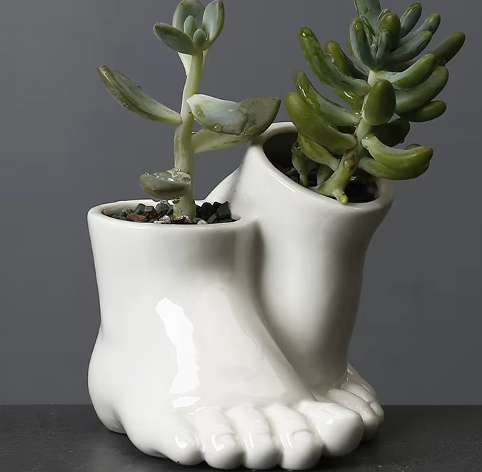 Fabulous FEET Vase Glazed Ceramic White or Black