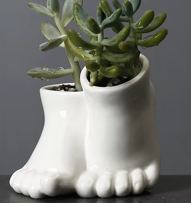 Fabulous FEET Vase Glazed Ceramic White or Black