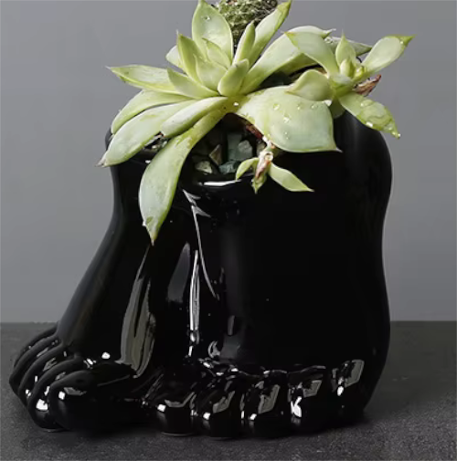 Fabulous FEET Vase Glazed Ceramic White or Black