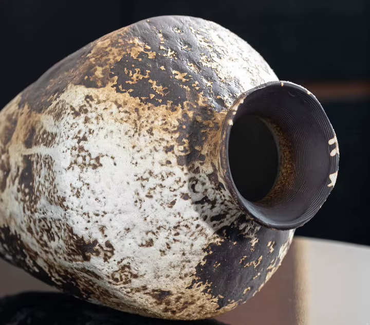 Mottled Coarse Ceramic Wabi Sabi Vase