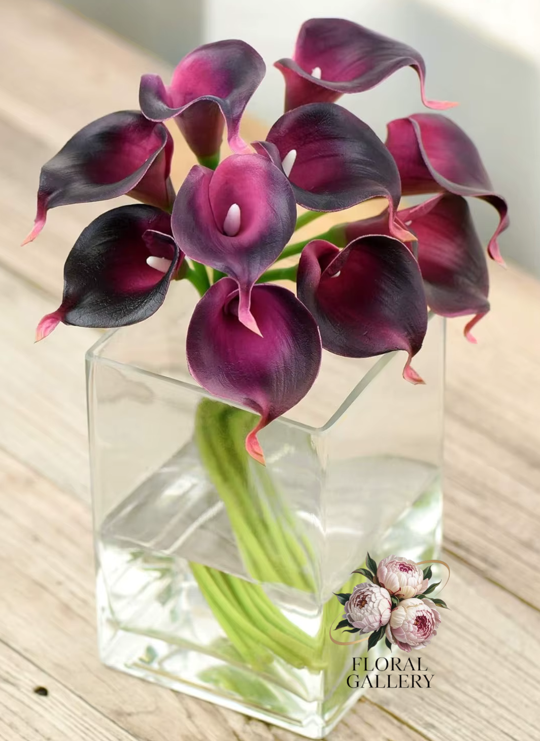 Gorgeous Real Touch Purple White Calla Lily Bouquet x 10 Flowers