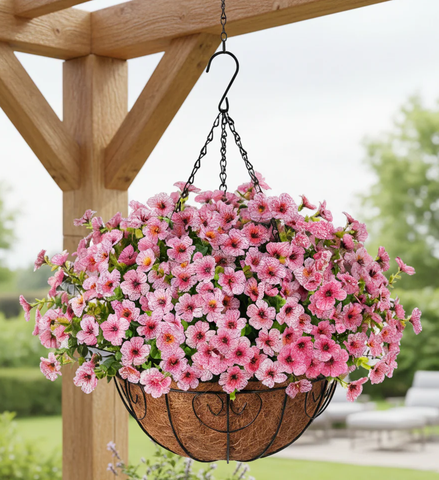Premium Artifical Flowers Hanging Basket - Many Colours!