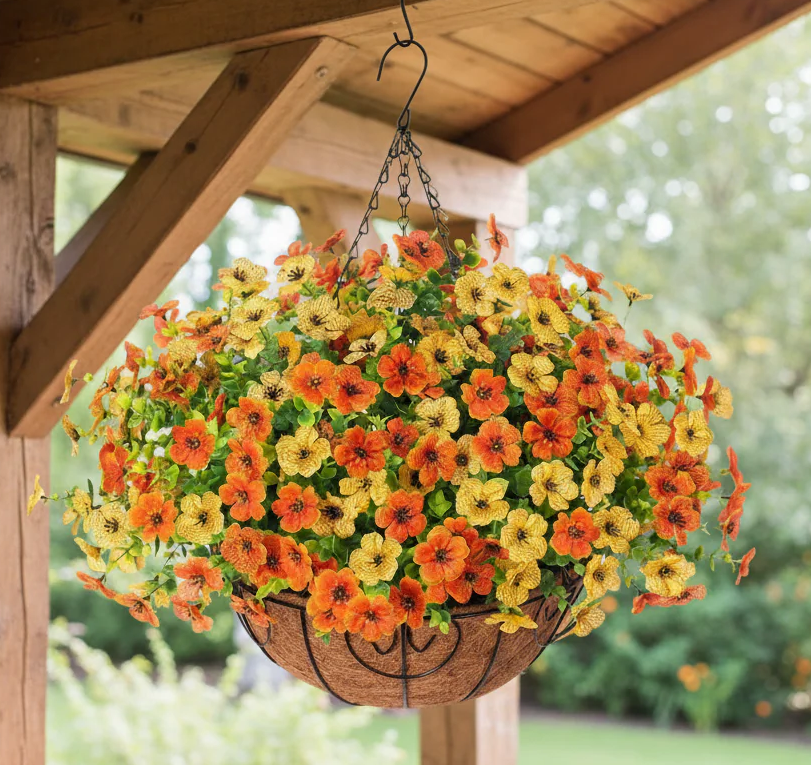 Premium Artifical Flowers Hanging Basket - Many Colours!