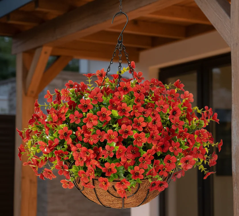 Premium Artifical Flowers Hanging Basket - Many Colours!