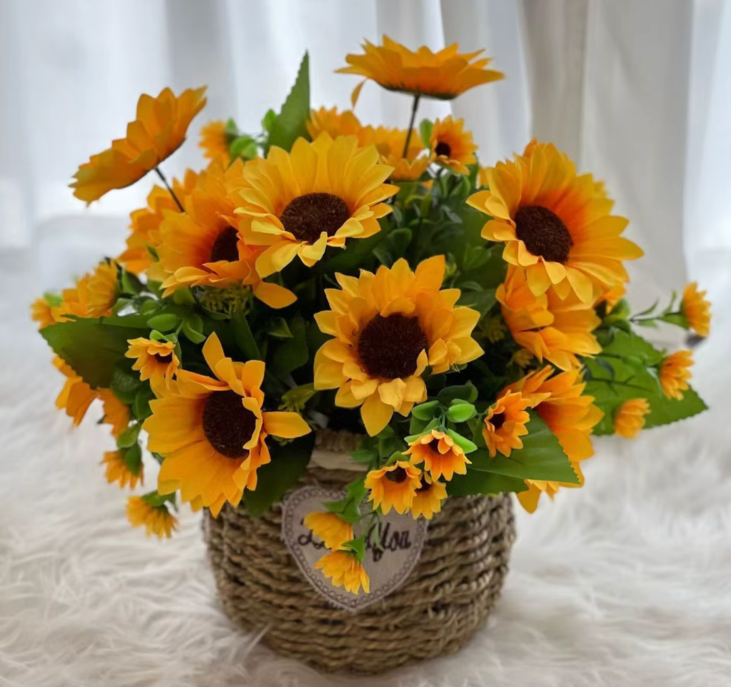Radiant Sunflowers Artificial Bunch 7 Large Flower Heads