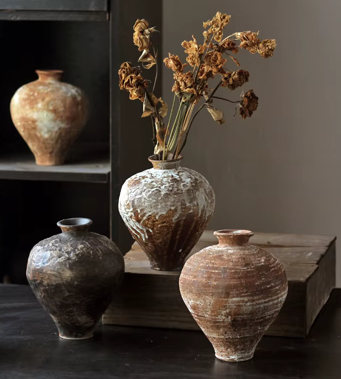 Kiln Fired Earthenware Wabi Sabi Vase