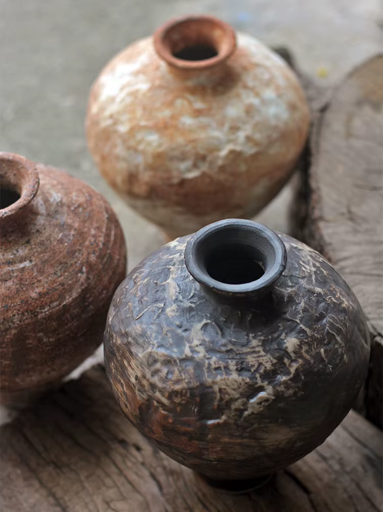 Kiln Fired Earthenware Wabi Sabi Vase