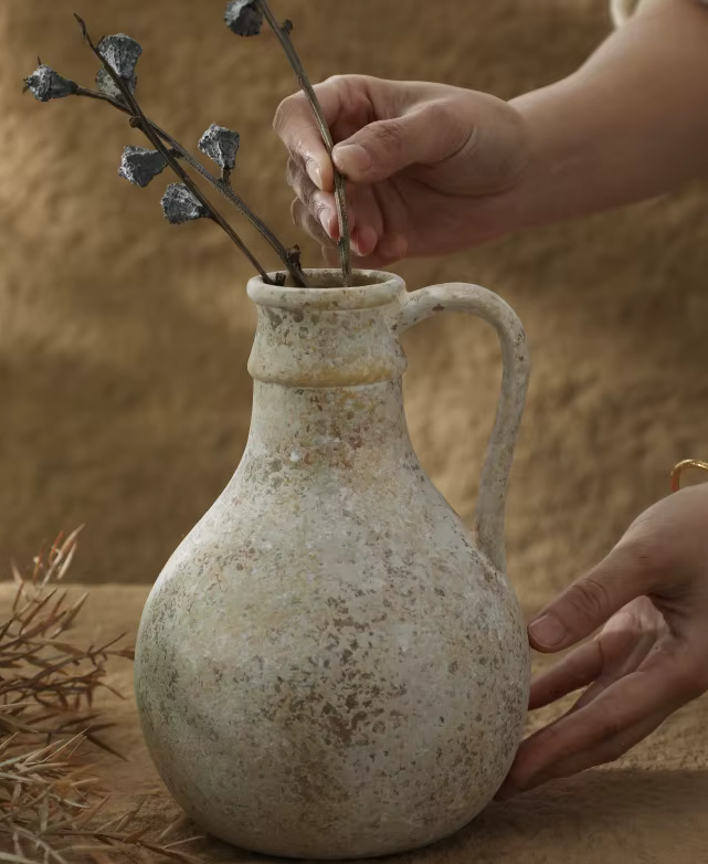 Vintage Jug VASE for Flowers Large Rustic