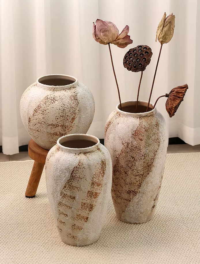 Large VASE Retro Rustic Cream Premium Materials