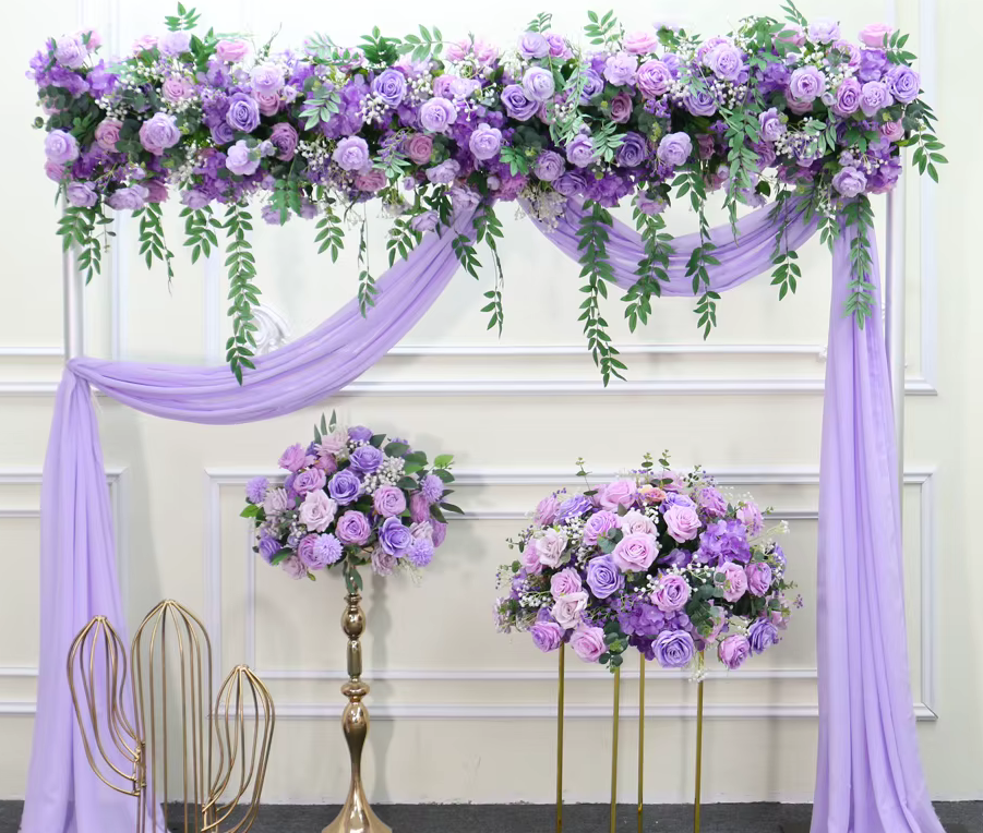 Premium Purple Lilac Wedding Flowers Garland & Table