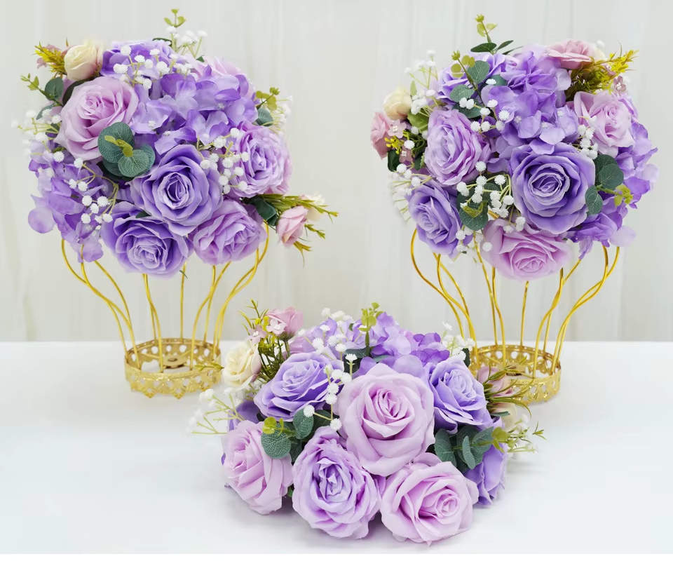 Premium Purple Lilac Wedding Flowers Garland & Table