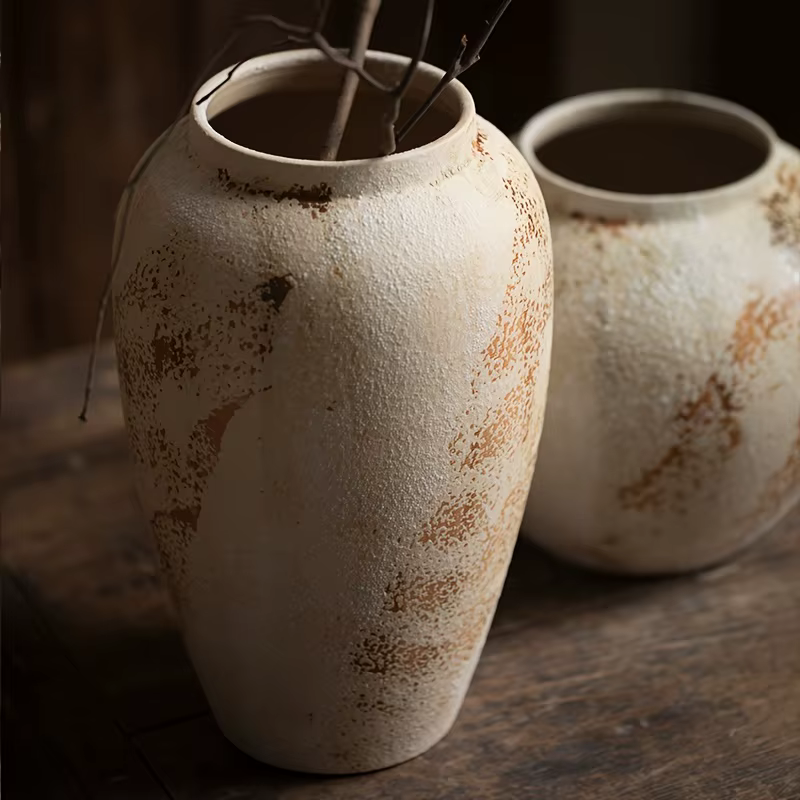 Large VASE Retro Rustic Cream Premium Materials