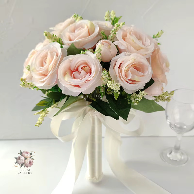 White Roses Premium SILK Artificial Wedding Flowers Bride Bouquet