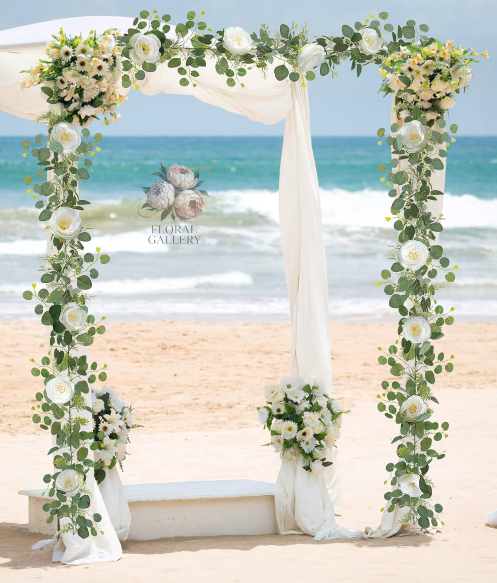 Deluxe Cream Roses & Baby's Breath Garland Flowers