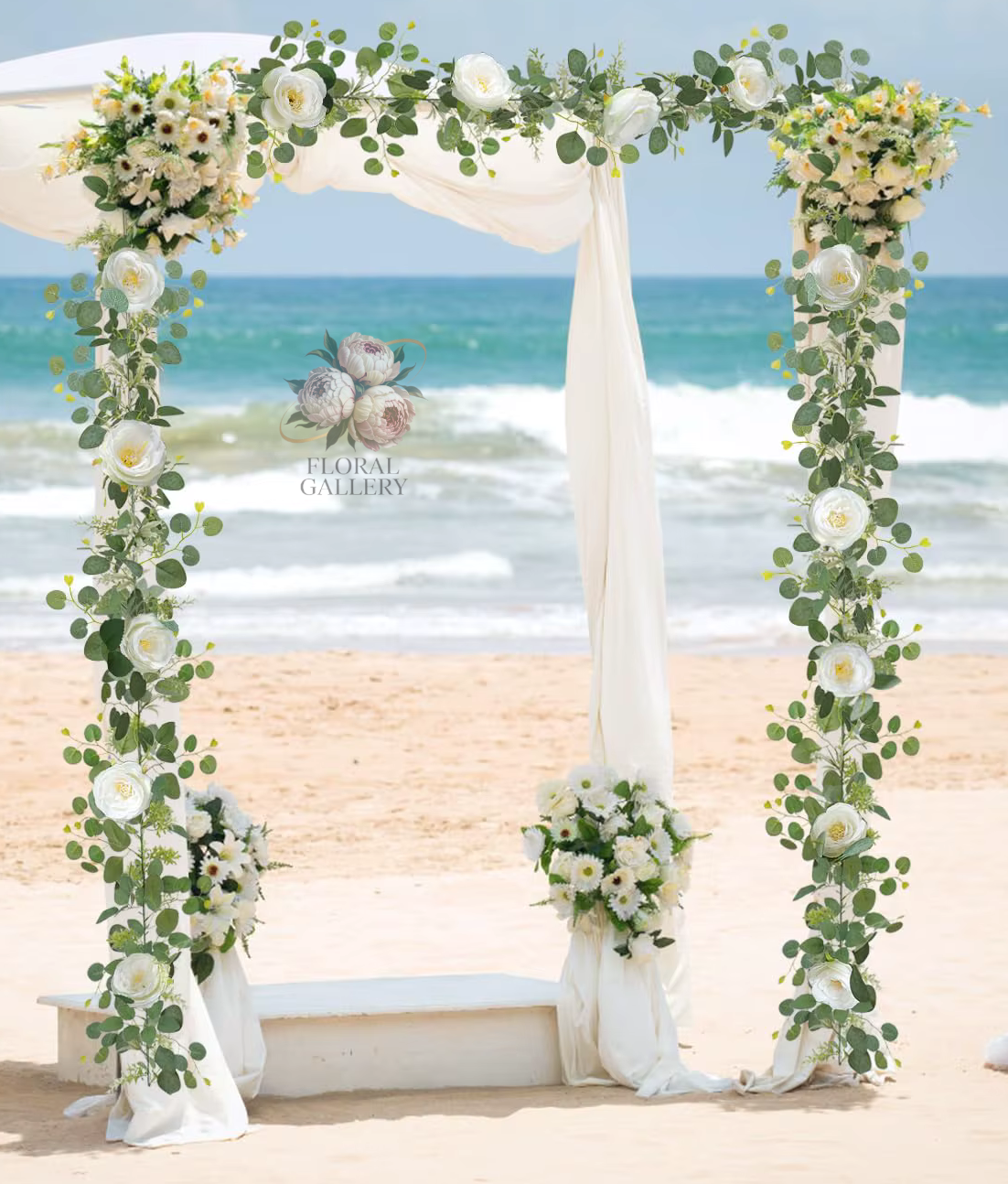 Deluxe Cream Roses & Baby's Breath Garland Flowers