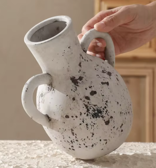 Distressed Ceramic Retro Jug VASE 18cm