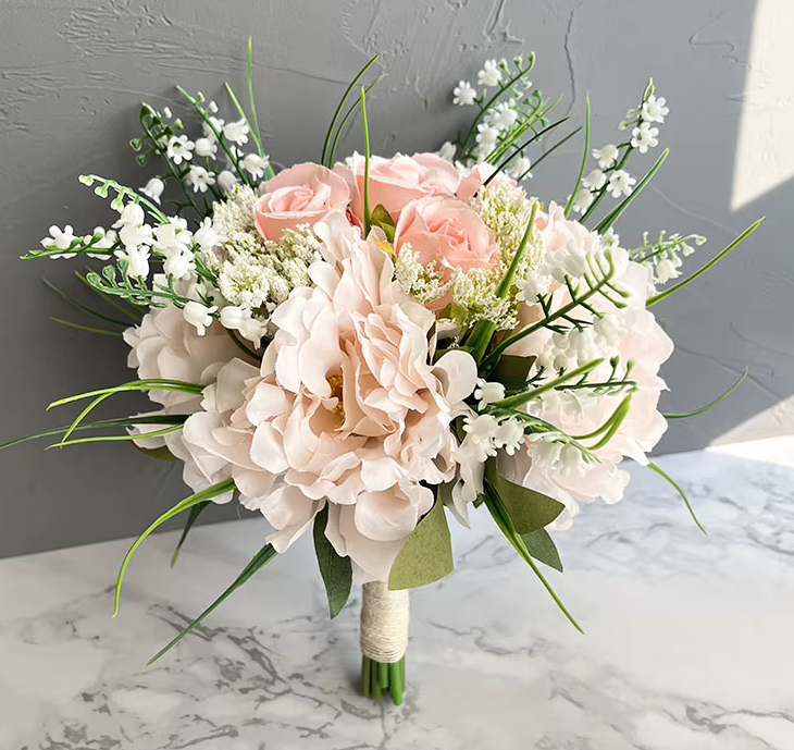 Beautiful Bride Wedding Bouquet SILK Flowers Pinks Whites