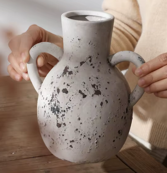 Distressed Ceramic Retro Jug VASE 18cm
