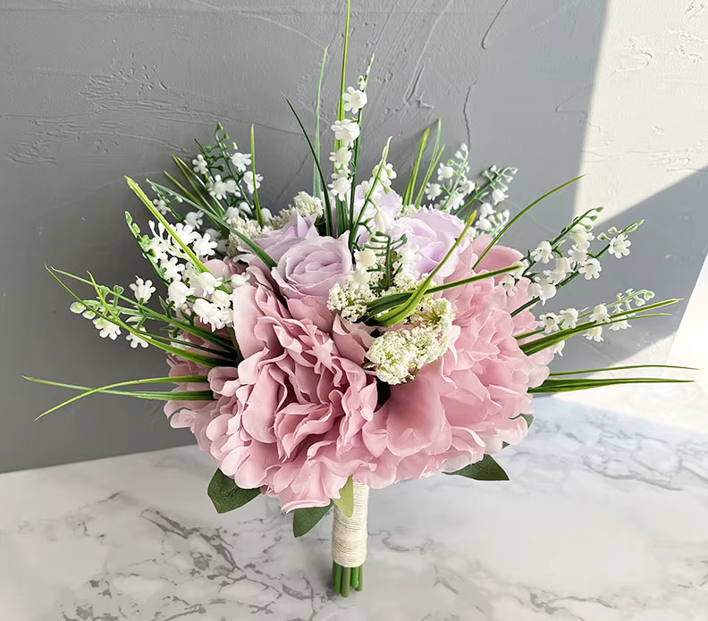 Beautiful Bride Wedding Bouquet SILK Flowers Pinks Whites