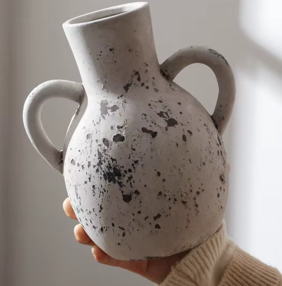 Distressed Ceramic Retro Jug VASE 18cm