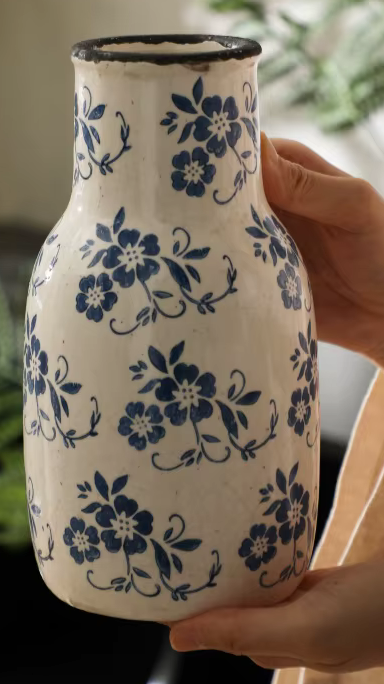 Nostalgic Crackle Glaze Blue & White Large VASE
