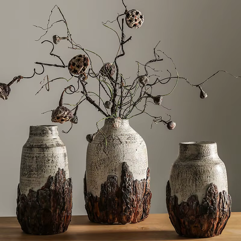 Handmade Rustic Coarse Ceramic Wabi Sabi Vase