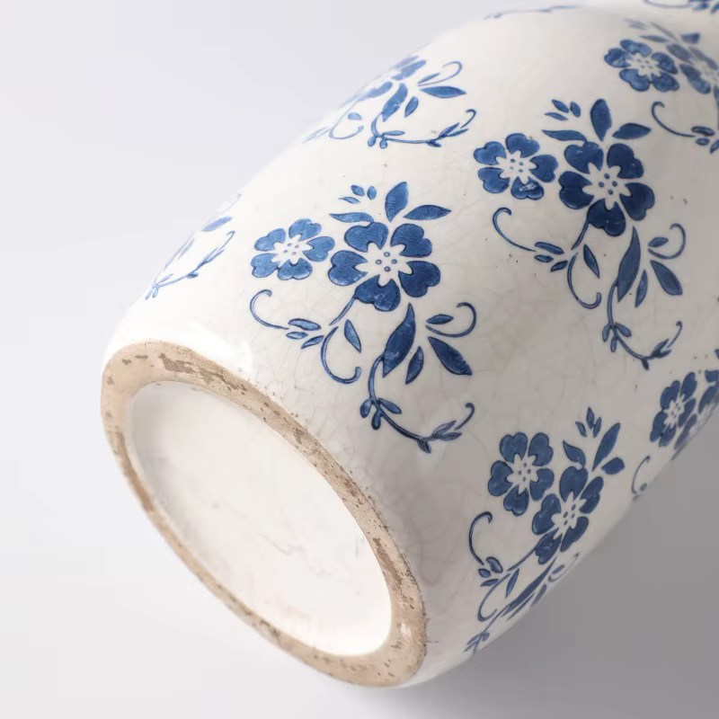 Nostalgic Crackle Glaze Blue & White Large VASE