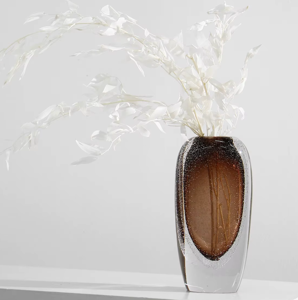 Modern Designer Brown Bubble Glass Moka Vase