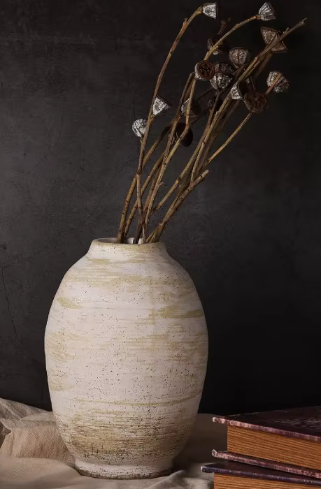 Modern Mud Pie Beige Ceramic Large VASE