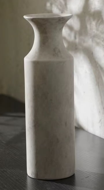 Tall Straight Body Beige Ceramic Modern VASE