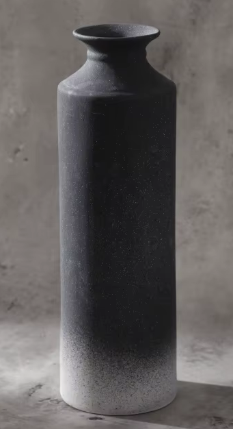 Black & White Tall Straight Body Ceramic Modern VASE
