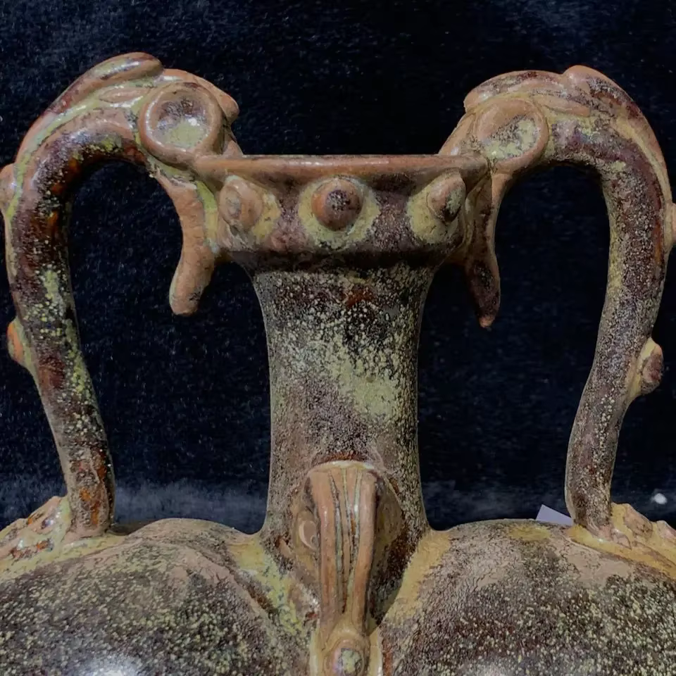 Unusual Song Dynasty Double Dragon Bronze Vase