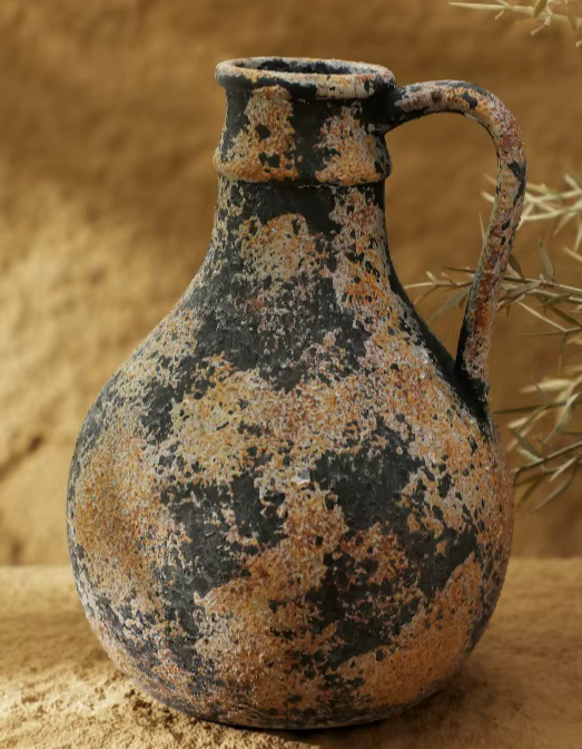Pair of Large Mottled Rustic Pottery Vintage VASES