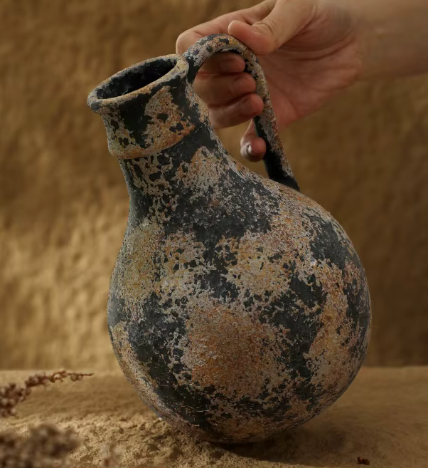 Pair of Large Mottled Rustic Pottery Vintage VASES