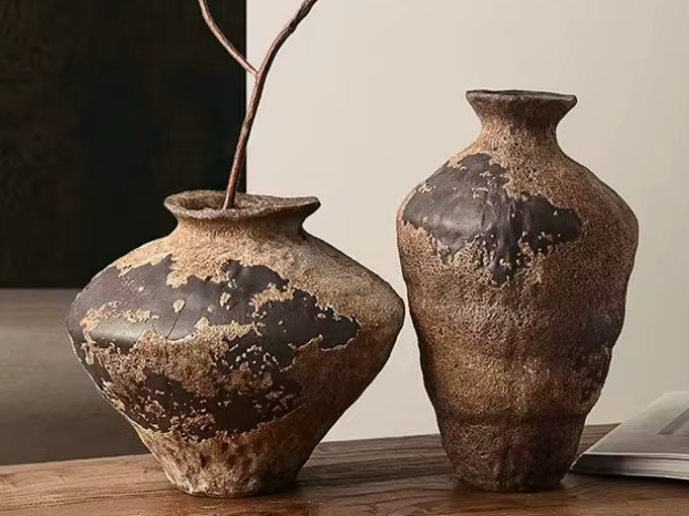 Pair of Large Vintage Rustic VASES x 2