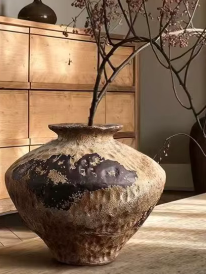 Pair of Large Vintage Rustic VASES x 2