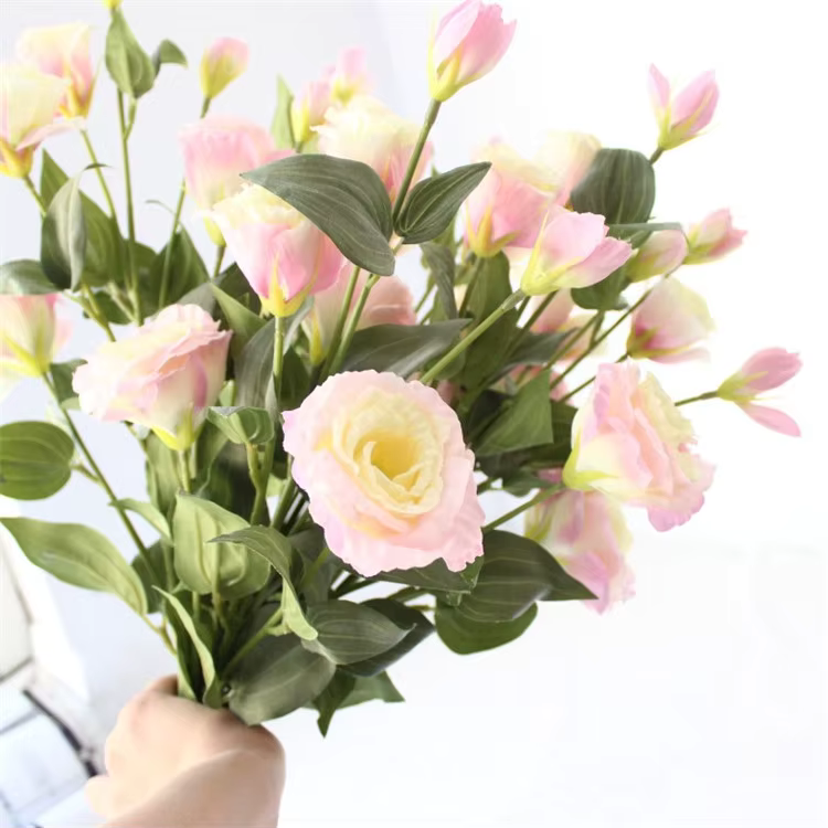 Beautiful Artificial Eustoma Flowers Bunch Long 78cm Stem