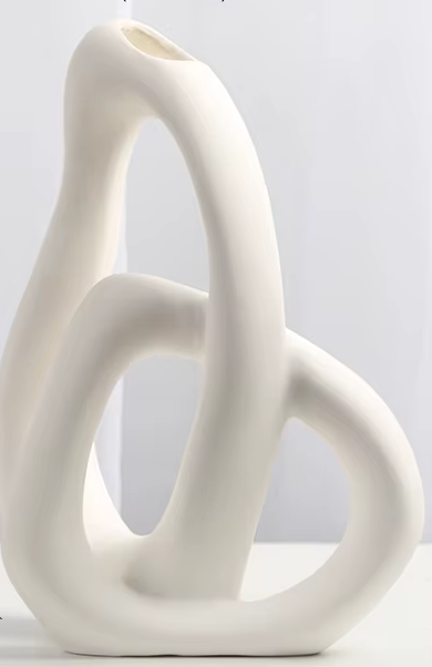 Modern Glazed Abstract Vase in Black or White