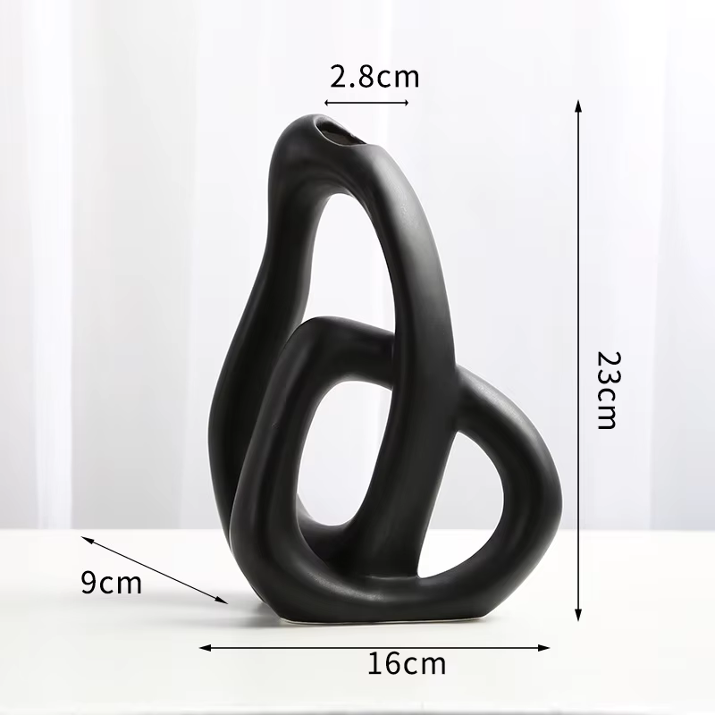 Modern Glazed Abstract Vase in Black or White