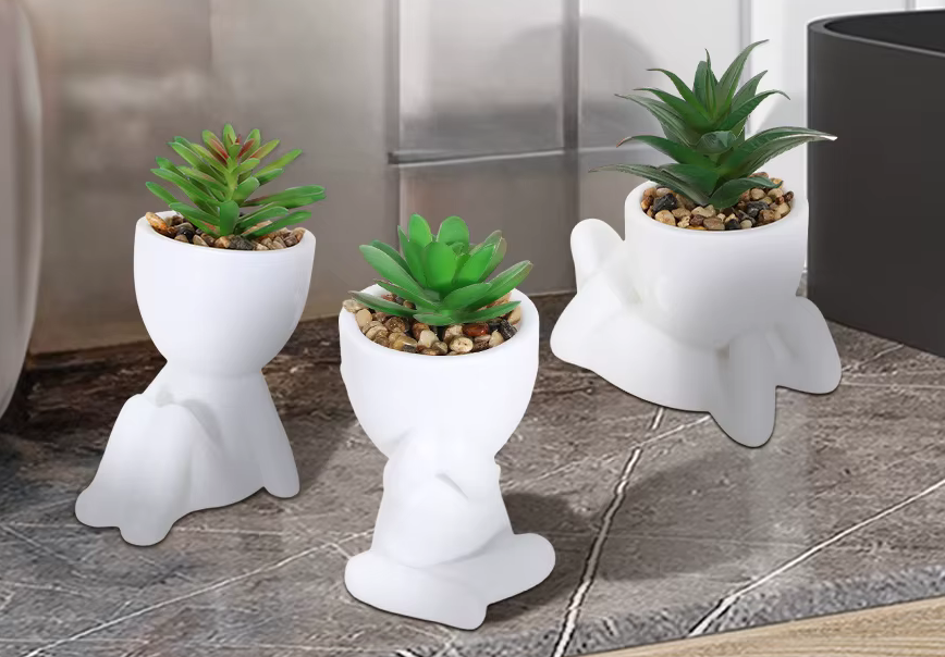 Artificial Potted Plants Eucalyptus Gypsophila Abstract x 3 Set