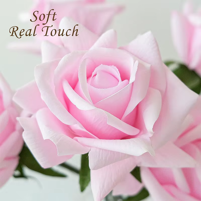 Large Head Pink or Champagne ROSES Bouquet x 10 Flowers