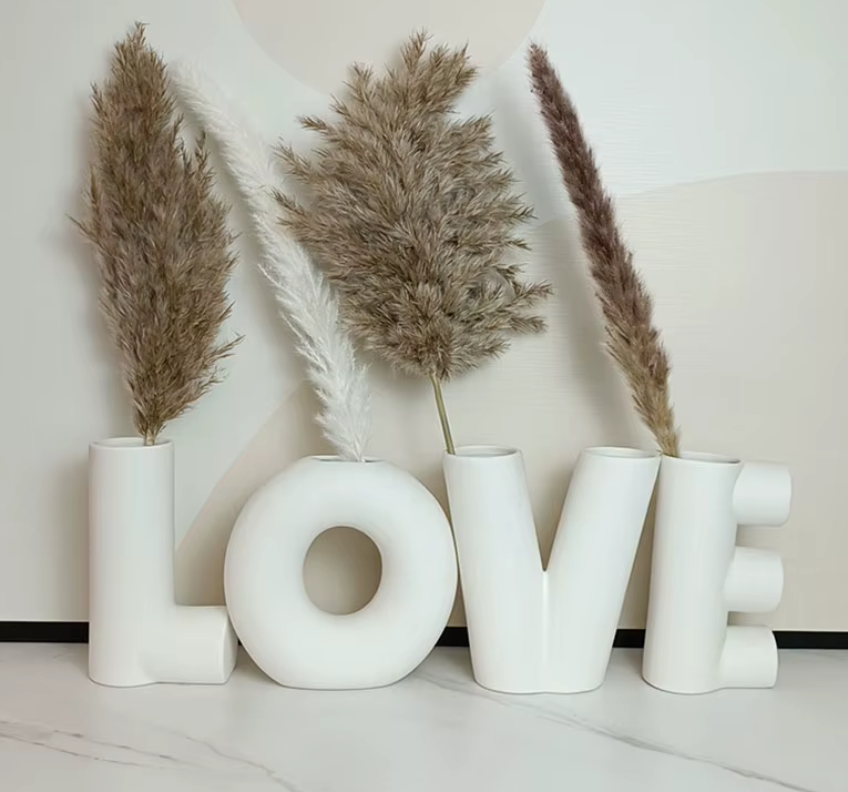 Modern White LOVE Vases x 4 Set