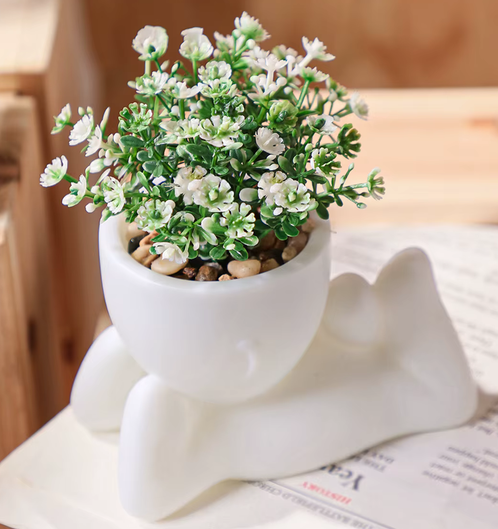 Artificial Potted Plants Eucalyptus Gypsophila Abstract x 3 Set