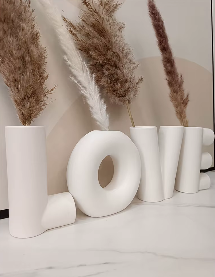 Modern White LOVE Vases x 4 Set