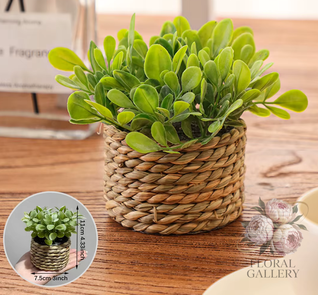 Woven Basket Artificial Eucalyptus Potted Plants