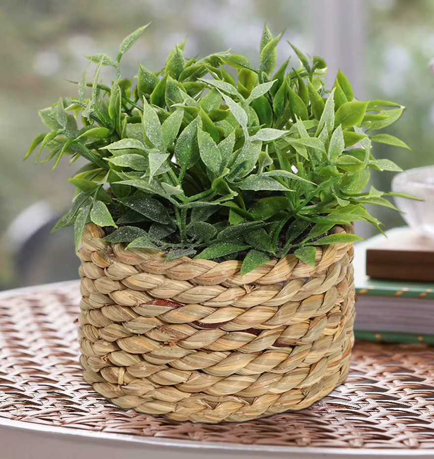 Woven Basket Artificial Eucalyptus Potted Plants