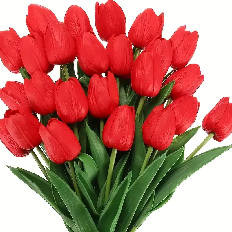 Premium White Tulips Artificial Flowers x 10 Bunch Many Colours