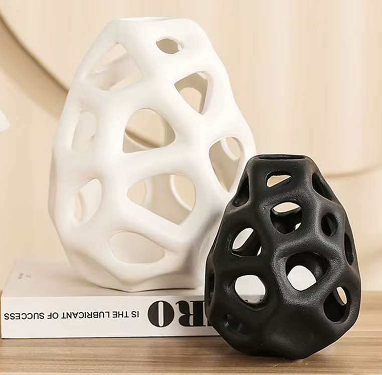 Modern Abstract Small Vase in Black or White