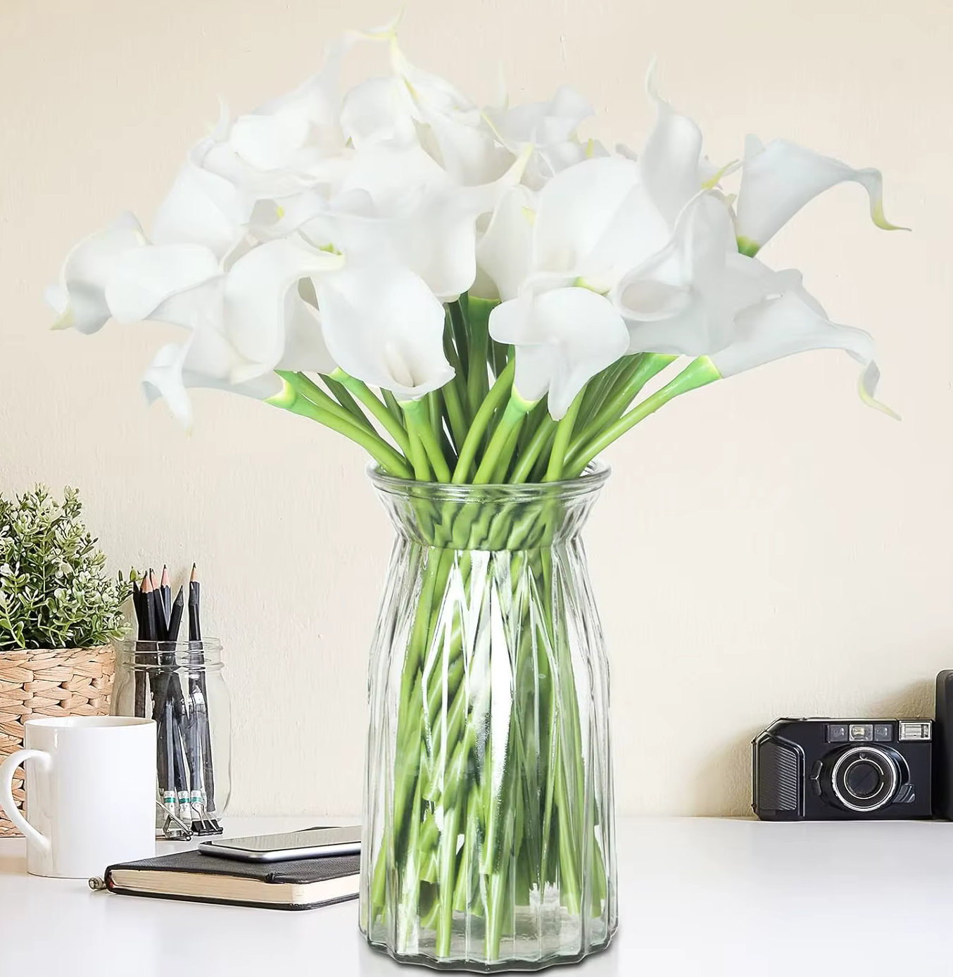 Gorgeous Real Touch White Calla Lily Bouquet x 10 Flowers