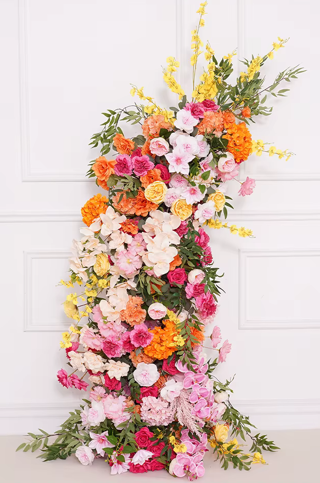 Pair of Summer Wedding Flowers Arch + Stands